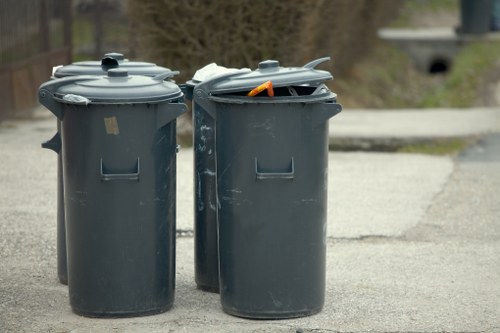 Segregated waste containers during a clearance operation